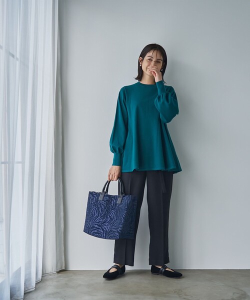 RONEL（ロネル）の「【再入荷・新色登場】RONEL ハイゲージペプラムロングスリーブニット（ニット/セーター・レディース・グレー/ターコイズブルー/ブラック/ブラウン系・S/M/L）」の21枚目の写真