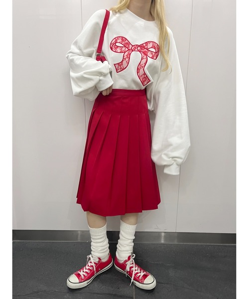 WC（ダブル シー）の「リボンレースワッペンスウェット（スウェット・レディース・グレー/ピンク/ホワイト・FREE）」の4枚目の写真