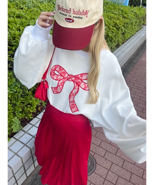 WC（ダブル シー）の「リボンレースワッペンスウェット（スウェット・レディース・グレー/ピンク/ホワイト・FREE）」の5枚目の写真