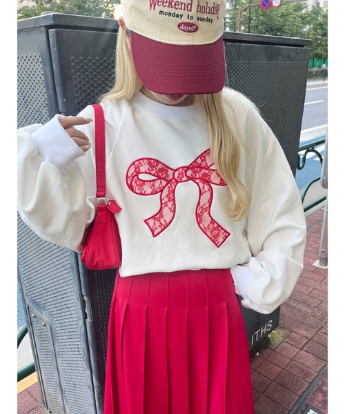 WC（ダブル シー）の「リボンレースワッペンスウェット（スウェット・レディース・グレー/ピンク/ホワイト・FREE）」の9枚目の写真