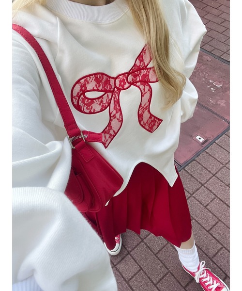 WC（ダブル シー）の「リボンレースワッペンスウェット（スウェット・レディース・グレー/ピンク/ホワイト・FREE）」の10枚目の写真