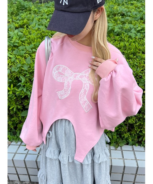 WC（ダブル シー）の「リボンレースワッペンスウェット（スウェット・レディース・グレー/ピンク/ホワイト・FREE）」の19枚目の写真