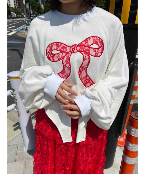 WC（ダブル シー）の「リボンレースワッペンスウェット（スウェット・レディース・グレー/ピンク/ホワイト・FREE）」の11枚目の写真