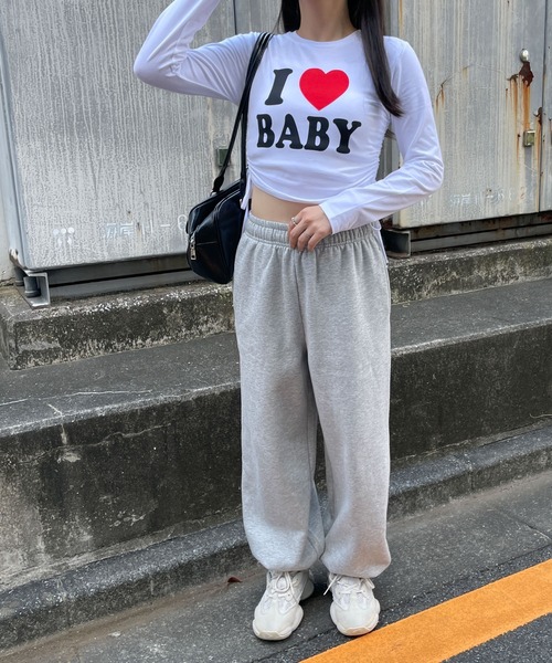 WEGO(ウィゴー)の「WEGO/ILOVEBABYサイドドロストロンT(Tシャツ/カットソー・レディース・ホワイト/ブラック・FREE)」の3枚目の写真