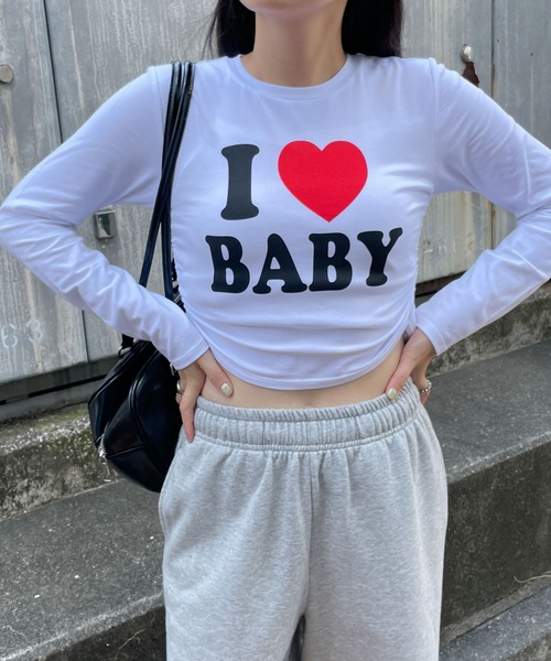 WEGO(ウィゴー)の「WEGO/ILOVEBABYサイドドロストロンT(Tシャツ/カットソー・レディース・ホワイト/ブラック・FREE)」の6枚目の写真