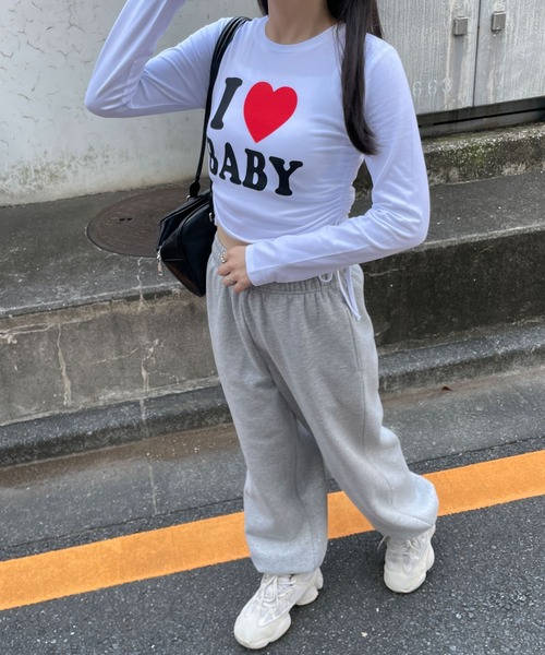 WEGO(ウィゴー)の「WEGO/ILOVEBABYサイドドロストロンT(Tシャツ/カットソー・レディース・ホワイト/ブラック・FREE)」の8枚目の写真