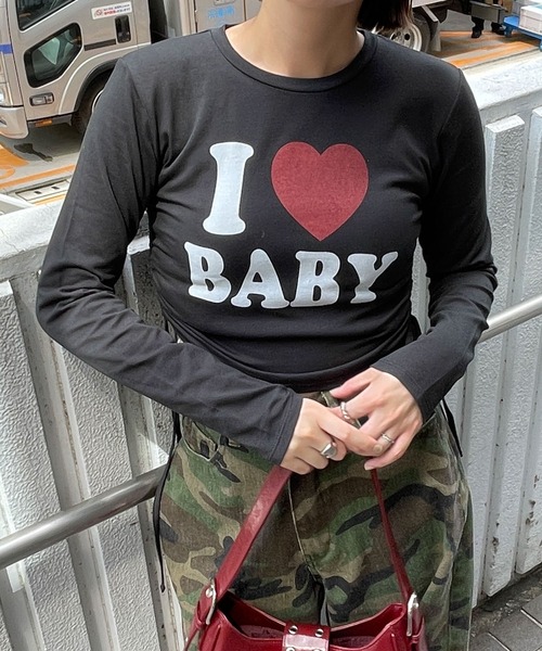 WEGO(ウィゴー)の「WEGO/ILOVEBABYサイドドロストロンT(Tシャツ/カットソー・レディース・ホワイト/ブラック・FREE)」の9枚目の写真