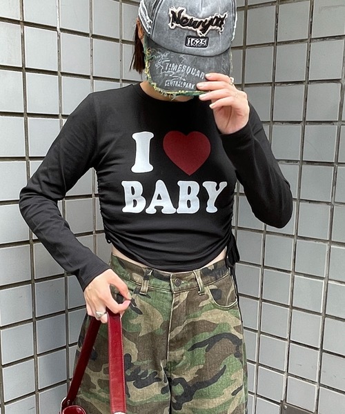 WEGO(ウィゴー)の「WEGO/ILOVEBABYサイドドロストロンT(Tシャツ/カットソー・レディース・ホワイト/ブラック・FREE)」の10枚目の写真