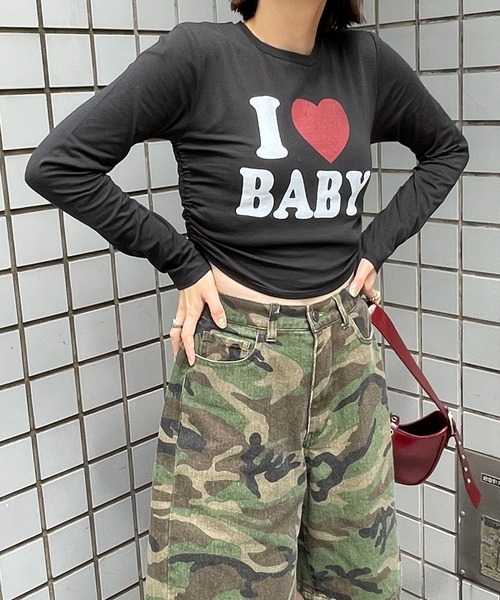 WEGO(ウィゴー)の「WEGO/ILOVEBABYサイドドロストロンT(Tシャツ/カットソー・レディース・ホワイト/ブラック・FREE)」の11枚目の写真