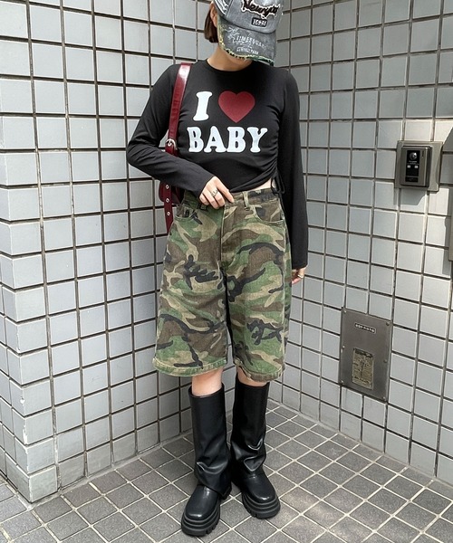 WEGO(ウィゴー)の「WEGO/ILOVEBABYサイドドロストロンT(Tシャツ/カットソー・レディース・ホワイト/ブラック・FREE)」の13枚目の写真