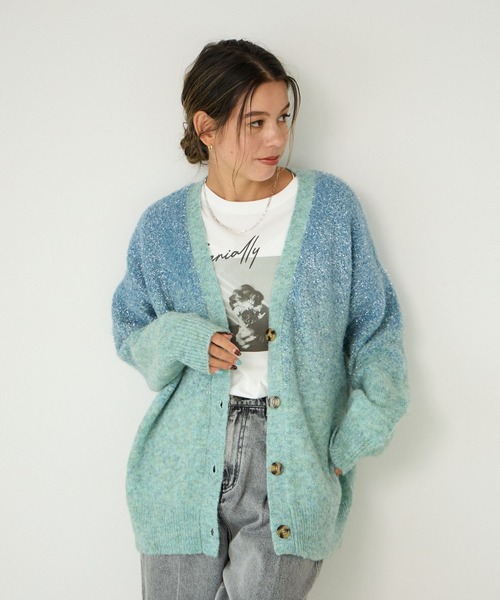 【セール】[華やかなラメ生地]グラデーションラメニットカーディガン（カーディガン/ボレロ）｜BAYFLOW（ベイフロー）