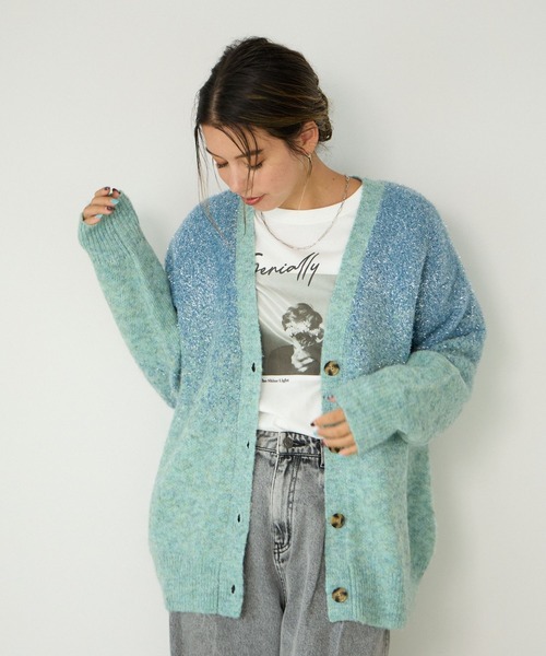 【セール】[華やかなラメ生地]グラデーションラメニットカーディガン（カーディガン/ボレロ）｜BAYFLOW（ベイフロー）
