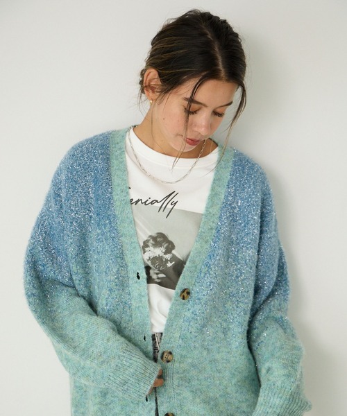 【セール】[華やかなラメ生地]グラデーションラメニットカーディガン（カーディガン/ボレロ）｜BAYFLOW（ベイフロー）