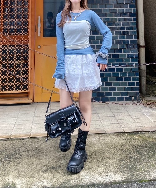 nemne store（ネンネストア）の「【Seoup】バックリボンドッキングトップス（Tシャツ/カットソー・レディース・ブルー/アイボリー・フリー）」の15枚目の写真