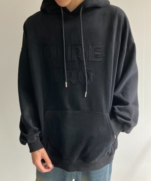 CREARE -LINO-(クレアーレリノ)の「<ユニセックス>スエードタッチ 立体ロゴプリントパーカー/フーディ(パーカー・メンズ・ブラック/チャコール/ベージュ/パープル・FREE)」の5枚目の写真