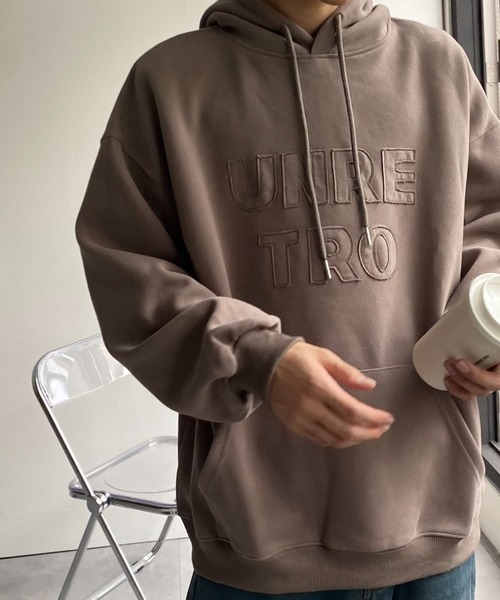 CREARE -LINO-(クレアーレリノ)の「<ユニセックス>スエードタッチ 立体ロゴプリントパーカー/フーディ(パーカー・メンズ・ブラック/チャコール/ベージュ/パープル・FREE)」の11枚目の写真