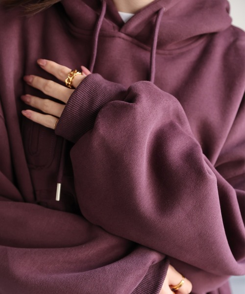 CREARE -LINO-(クレアーレリノ)の「<ユニセックス>スエードタッチ 立体ロゴプリントパーカー/フーディ(パーカー・メンズ・ブラック/チャコール/ベージュ/パープル・FREE)」の20枚目の写真