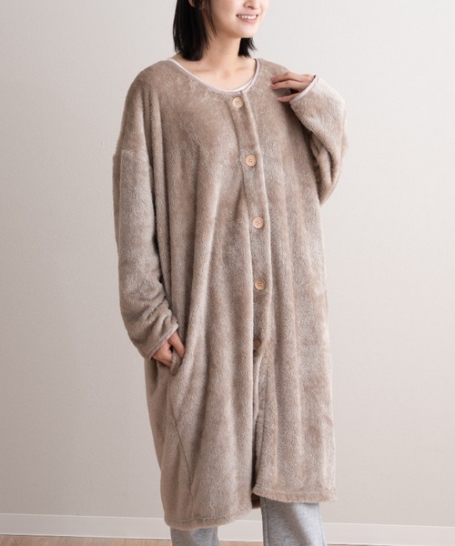 もちふわ触感【エムールヒート】 着る毛布 あったか ガウンコート 105cm丈（ガウン/バスローブ）｜EMOOR（エムール）