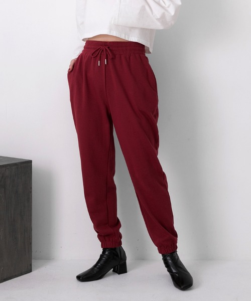 ad thie(アドティエ)の「ジョガーパンツ スウェット カラー ML ゴム(スウェットパンツ・レディース・アイボリー/杢グレー/イエロー/オートミール/モカ/ボルドー/グリーン/カーキ/ブラック/ピンク・MEDIUM/LARGE)」の1枚目の写真