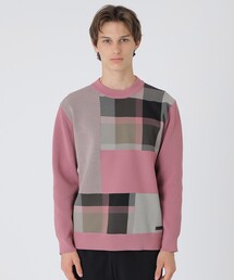 未使用級/近年モデル＊ブルーレーベルクレストブリッジ Tシャツ チェック ピンク クレストブリッジチェッククロッシングツイルニットコンビドレス