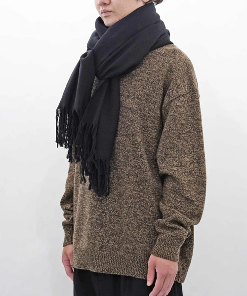 ATON（エイトン）の「【ATON】FINE AIR WOOL OVERSIZED STOLE（ストール/ショール・メンズ・ブラック・FREE）」の3枚目の写真