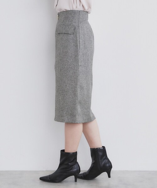 index（インデックス）の「ツイード調ジップタイトスカート【洗濯機洗い可/防シワ】（スカート・レディース・グレー/チャコールグレー/ブラウン系その他・34/36/38/40/42）」の5枚目の写真