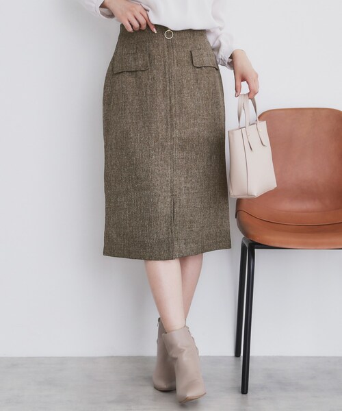 index（インデックス）の「ツイード調ジップタイトスカート【洗濯機洗い可/防シワ】（スカート・レディース・グレー/チャコールグレー/ブラウン系その他・34/36/38/40/42）」の13枚目の写真