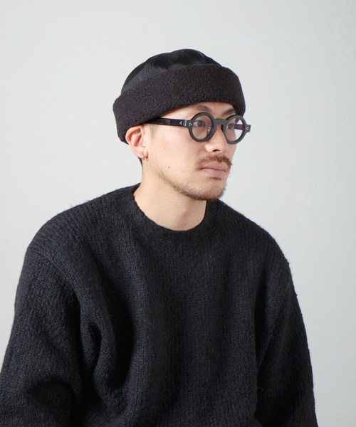 RACAL（ラカル）の「Nylon Twill & Boa Fleece Roll Cap / ナイロンツイル&ボアフリースロールキャップ（キャップ・メンズ・ブラック/チャコールグレー/オリーブ・MEDIUM/LARGE）」の2枚目の写真
