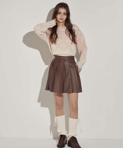 F i.n.t(フィント)の「リボンチェック柄ジャガードプルオーバー/fint(ニット/セーター・レディース・ピンク系その他/ホワイト×ライトグレー・FREE)」の4枚目の写真