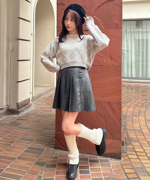 F i.n.t(フィント)の「リボンチェック柄ジャガードプルオーバー/fint(ニット/セーター・レディース・ピンク系その他/ホワイト×ライトグレー・FREE)」の5枚目の写真