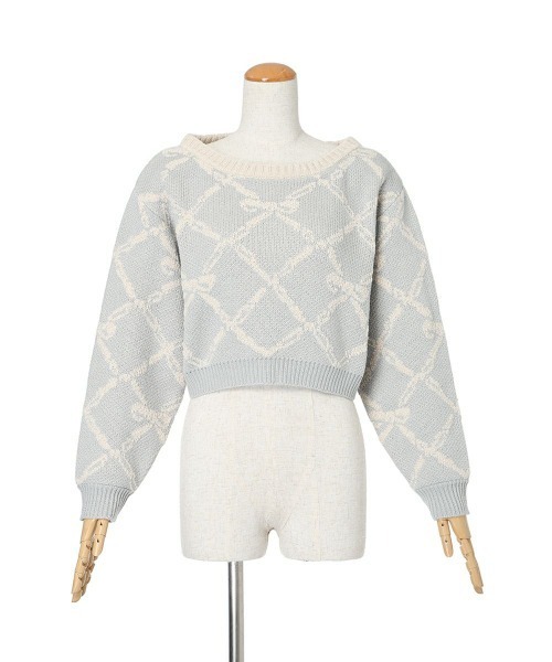 F i.n.t(フィント)の「リボンチェック柄ジャガードプルオーバー/fint(ニット/セーター・レディース・ピンク系その他/ホワイト×ライトグレー・FREE)」の9枚目の写真