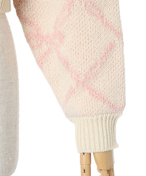 F i.n.t(フィント)の「リボンチェック柄ジャガードプルオーバー/fint(ニット/セーター・レディース・ピンク系その他/ホワイト×ライトグレー・FREE)」の12枚目の写真