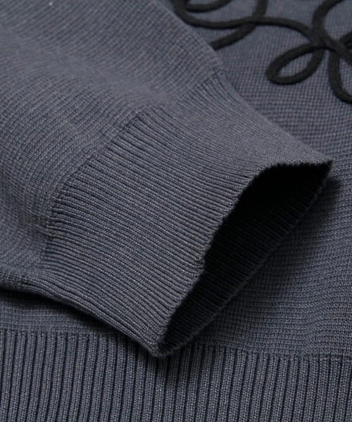 セール】ニュアンスコード刺繍 ダブルジップラインニットカーディガン