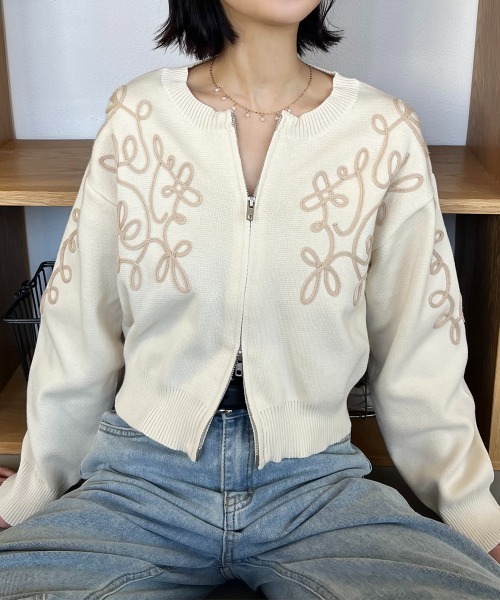 M&#39;S GRACY - momo♡トワレ 3 ダブルジップ フリル グレー カーディガン M'S GRACY - momo様専用♡トワレ 3 ダブルジップ フリル グレー
