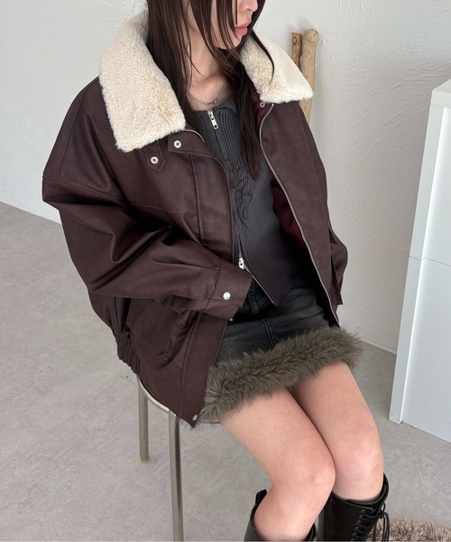 セール】フェイクファー襟付き2way合皮ブルゾン（ブルゾン）｜sedacle