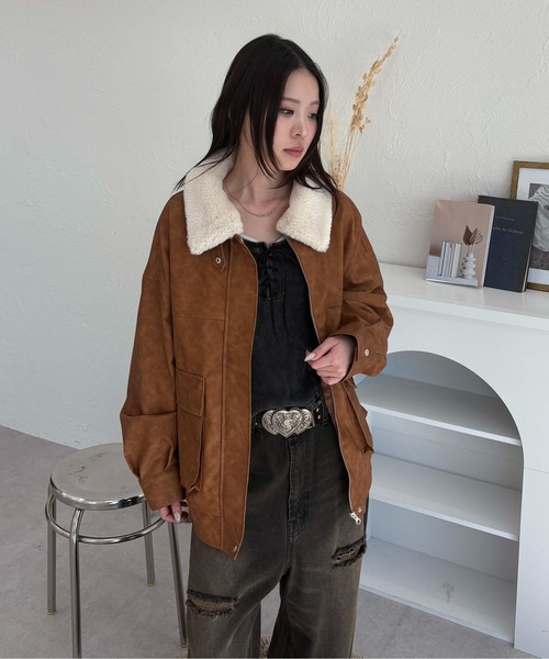 セール】フェイクファー襟付き2way合皮ブルゾン（ブルゾン）｜sedacle