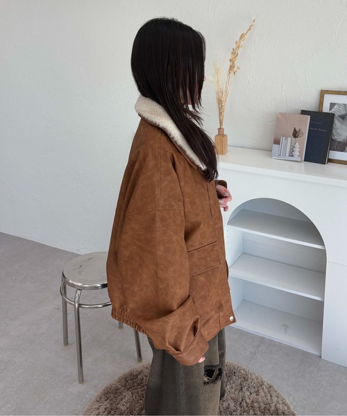 セール】フェイクファー襟付き2way合皮ブルゾン（ブルゾン）｜sedacle