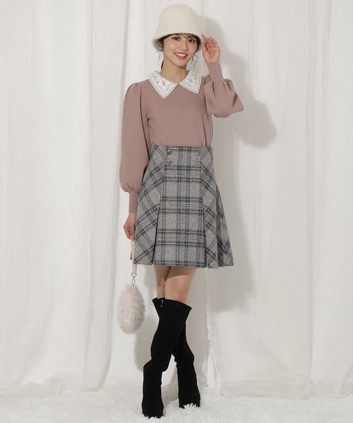 WILLSELECTION(ウィルセレクション)の「ウールライクチェックスカート(スカート・レディース・ブラック系その他/ホワイト系その他/グレー系その他・FREE)」の3枚目の写真