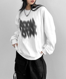 LVEU. | 【LVEU.】ストリートアートプリント長袖トップス / トップス スウェット 長袖 オーバー プリント スプレー ブラック ホワイト(スウェット)