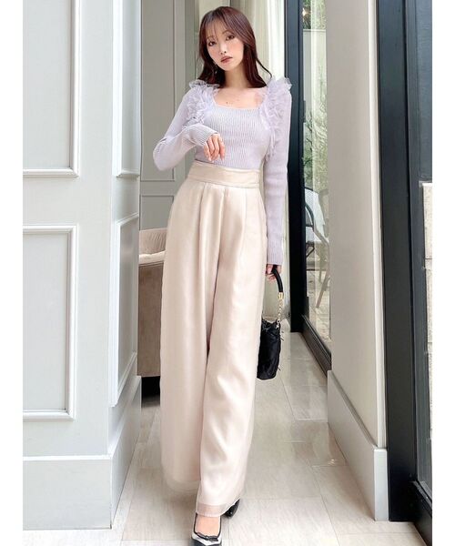 RESEXXY（リゼクシー）の「フリルドッキングニットトップス（ニット/セーター・レディース・ブラック/ラベンダー/ホワイト・FREE）」の8枚目の写真