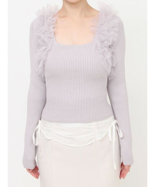 RESEXXY（リゼクシー）の「フリルドッキングニットトップス（ニット/セーター・レディース・ブラック/ラベンダー/ホワイト・FREE）」の19枚目の写真