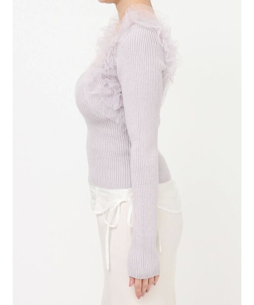 RESEXXY（リゼクシー）の「フリルドッキングニットトップス（ニット/セーター・レディース・ブラック/ラベンダー/ホワイト・FREE）」の20枚目の写真