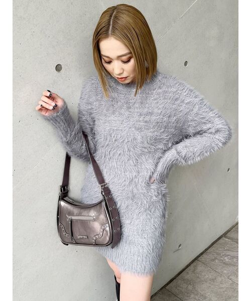 セール】スパンコールフェザーニットミニワンピース（ワンピース