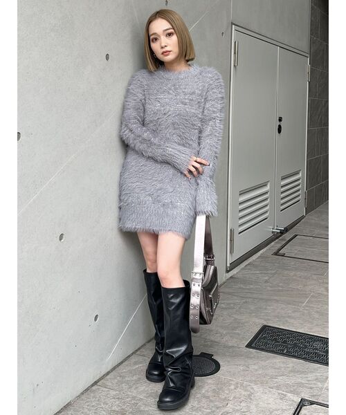 セール】スパンコールフェザーニットミニワンピース（ワンピース