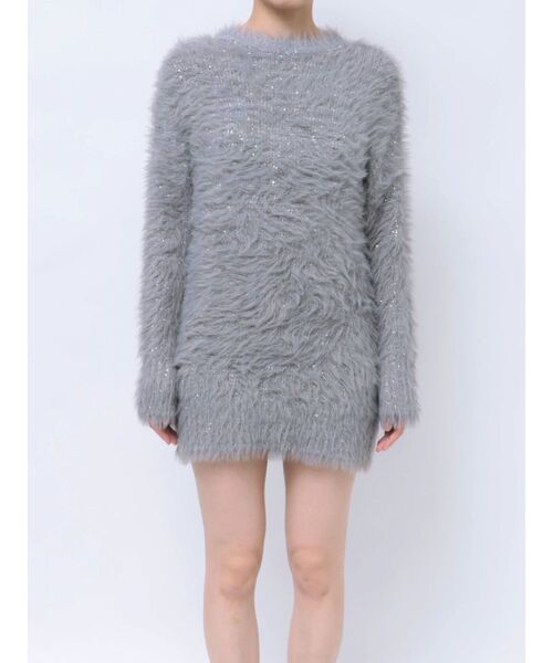 セール】スパンコールフェザーニットミニワンピース（ワンピース
