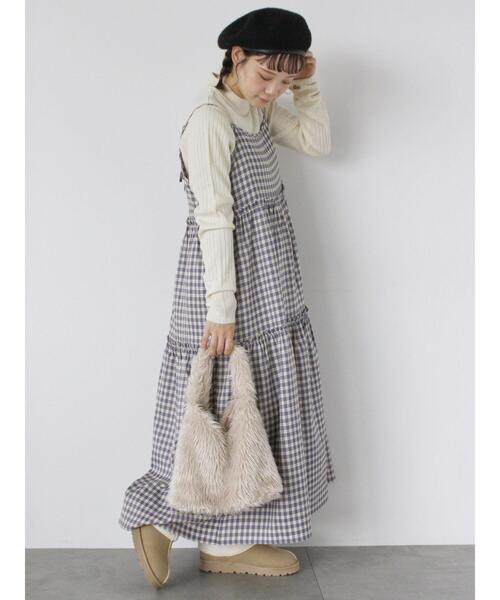 ehka sopo（エヘカソポ）の「チェックティアードキャミワンピース（ワンピース・レディース・ブルー/ネイビー/ブラウン・F）」の3枚目の写真