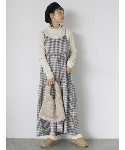 ehka sopo（エヘカソポ）の「チェックティアードキャミワンピース（ワンピース・レディース・ブルー/ネイビー/ブラウン・F）」の4枚目の写真