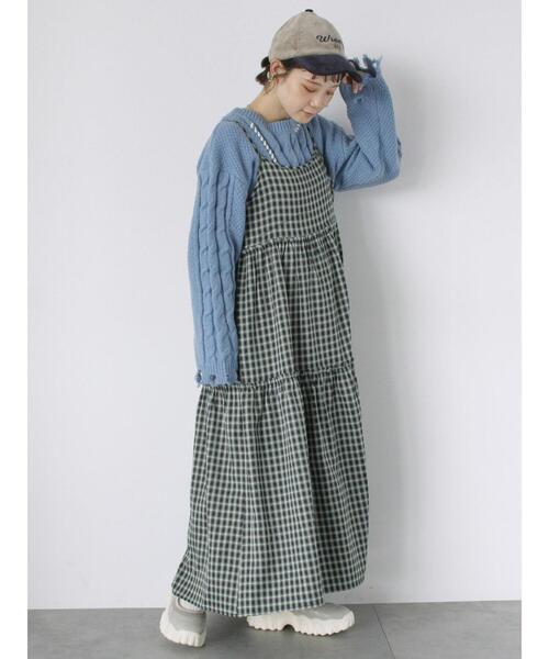 ehka sopo（エヘカソポ）の「チェックティアードキャミワンピース（ワンピース・レディース・ブルー/ネイビー/ブラウン・F）」の10枚目の写真