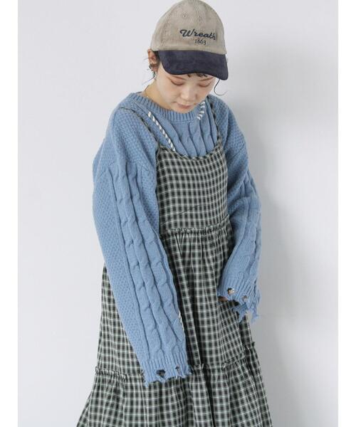 ehka sopo（エヘカソポ）の「チェックティアードキャミワンピース（ワンピース・レディース・ブルー/ネイビー/ブラウン・F）」の13枚目の写真