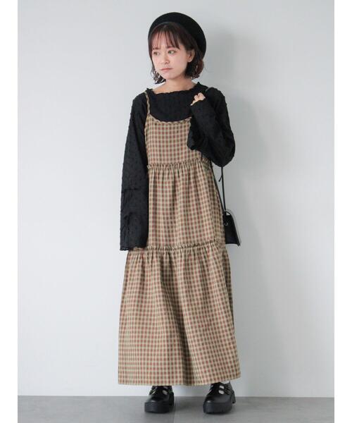 ehka sopo（エヘカソポ）の「チェックティアードキャミワンピース（ワンピース・レディース・ブルー/ネイビー/ブラウン・F）」の18枚目の写真